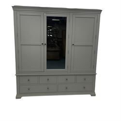 Cotswold Company - grey finish triple wardrobe, with six drawers