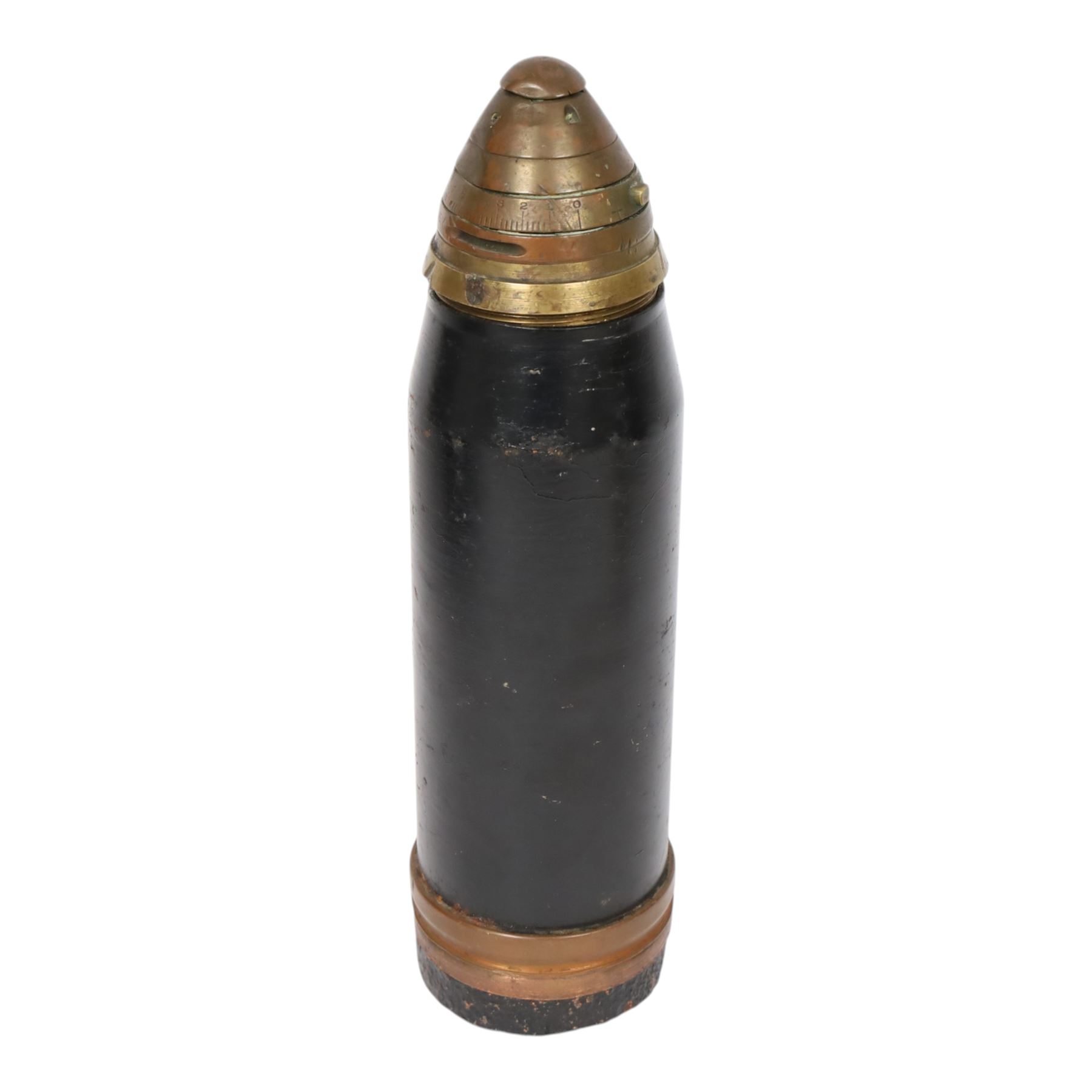 WWI inert artillery shell with fuse cone, H32cm