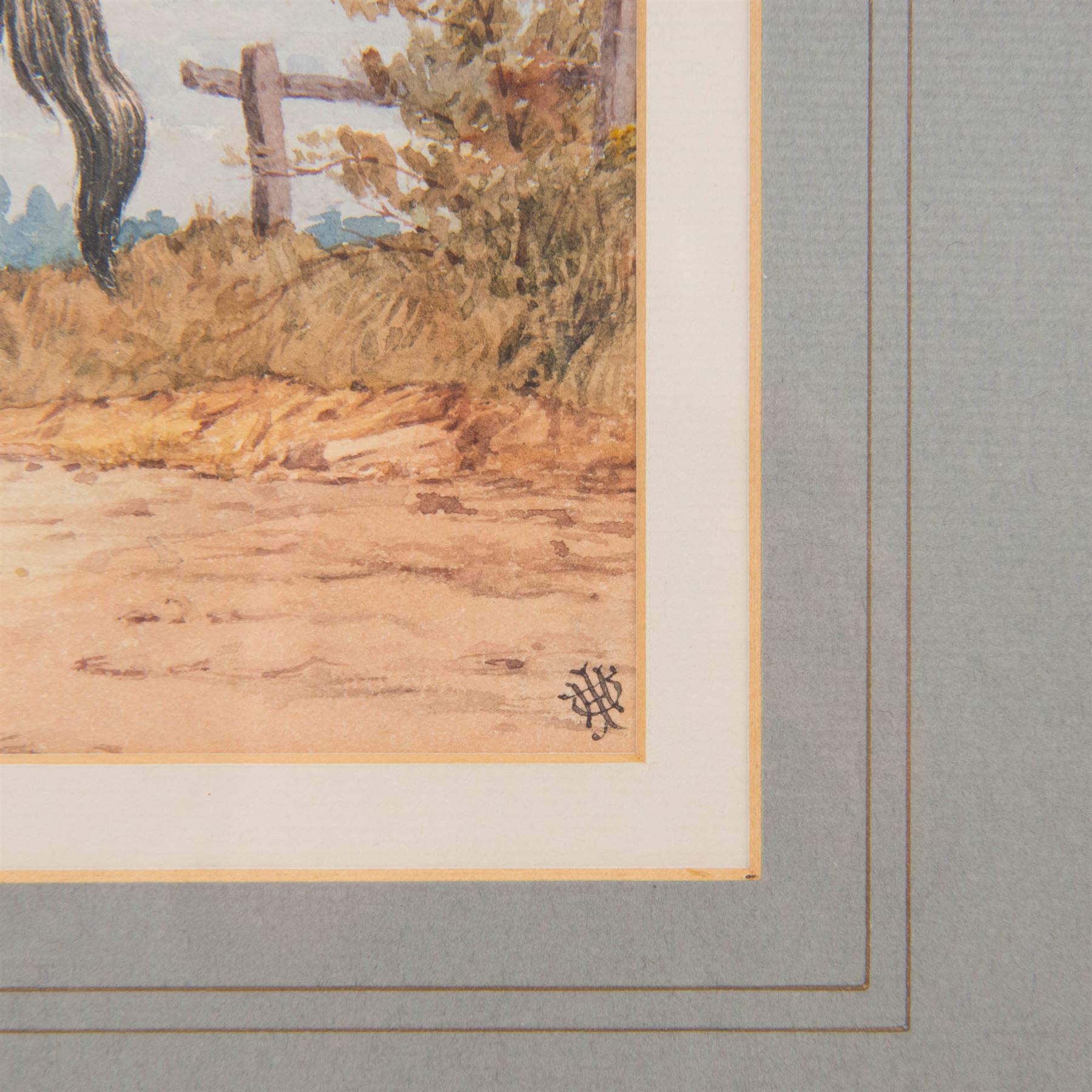 English School (Late 19th Century): Gentlemen and their Horses, set of three watercolours signed with monogram JHD?, 15cm x 24cm (3)