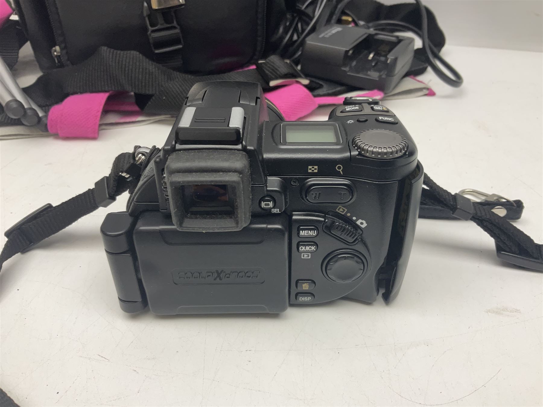 Nikon Coolpix 8700 camera, Sony video camera and Chinon CM-4 camera, with various accessories etc