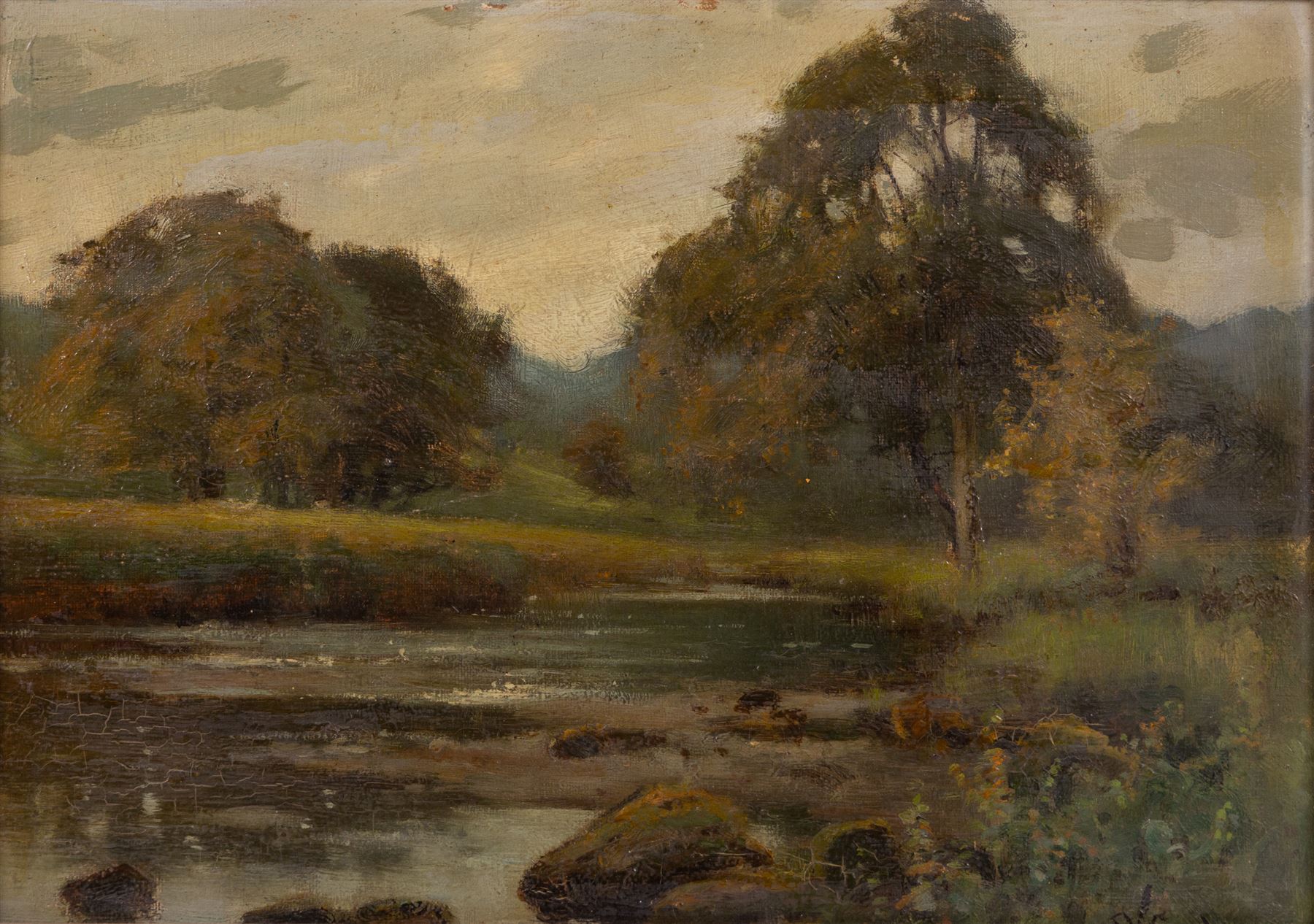 Sidney Valentine Gardner (Staithes Group 1869-1957): 'In the Valley of the Lathkill - Peak of Derbyshire' and Lakeside Landscape, two oils on canvas board signed, one titled verso 24cm x 34cm 