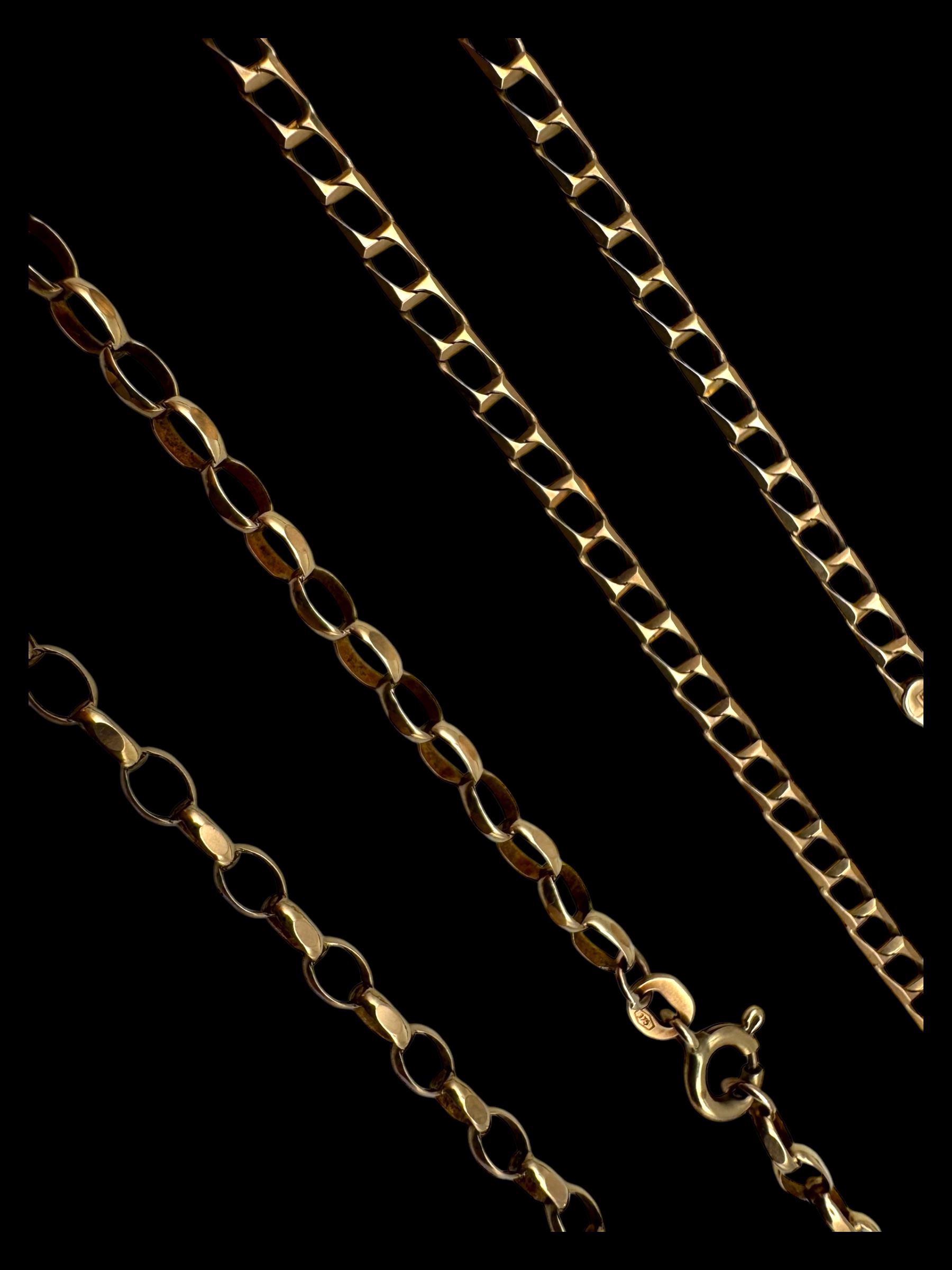 Two 9ct gold chains, both hallmarked 