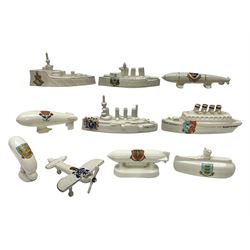 Ten WW1 crested china military models co