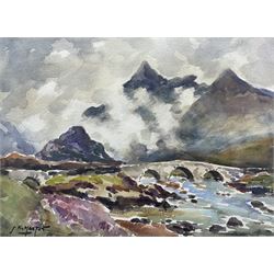 John Kidd Maxton (British 1878-1942): 'Sgùrr nan Gillean - Glen Sligachan Skye', watercolour signed, titled on the mount 27cm x 36cm 
