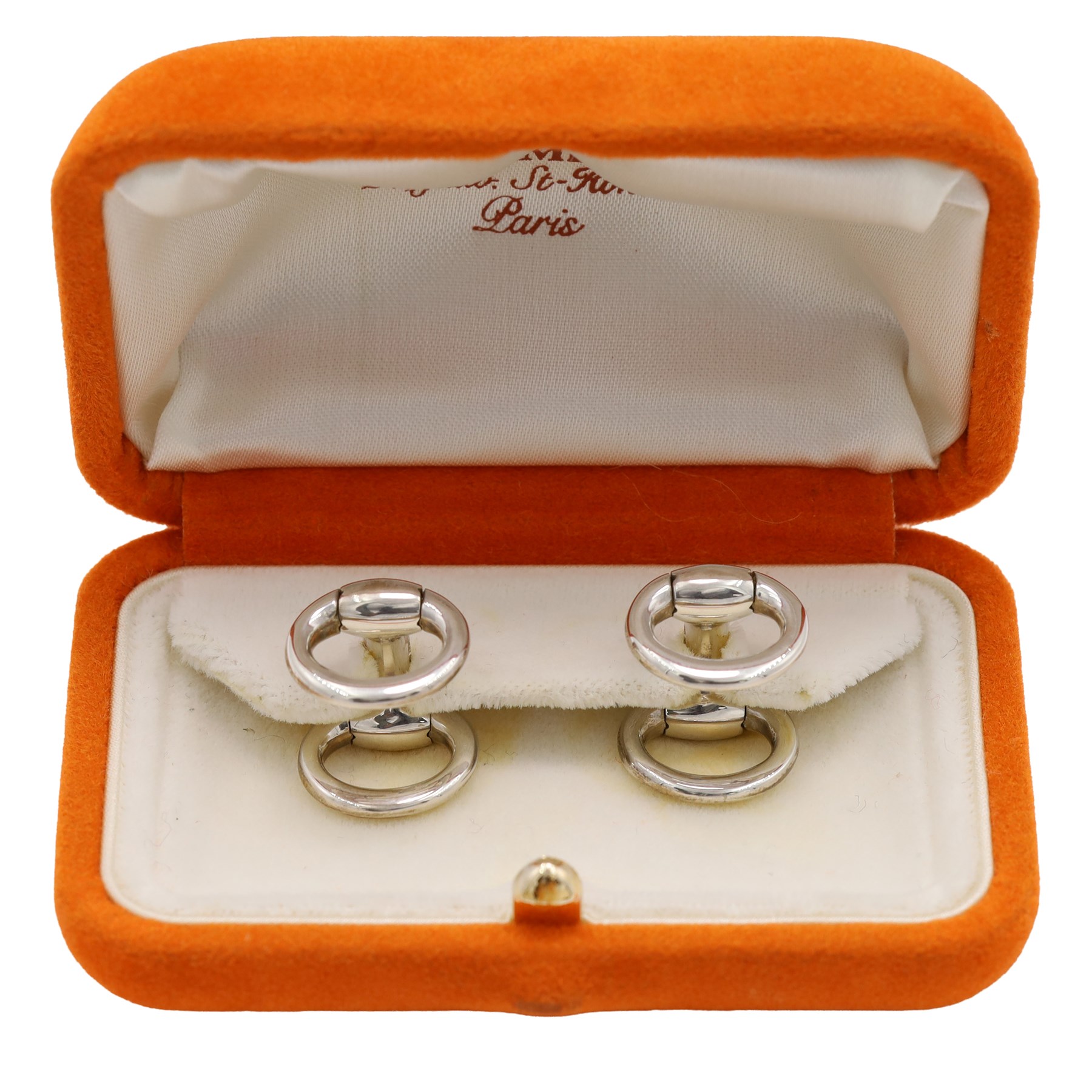 Hermès Nausicaa pair of silver cufflinks, French assay mark, boxed