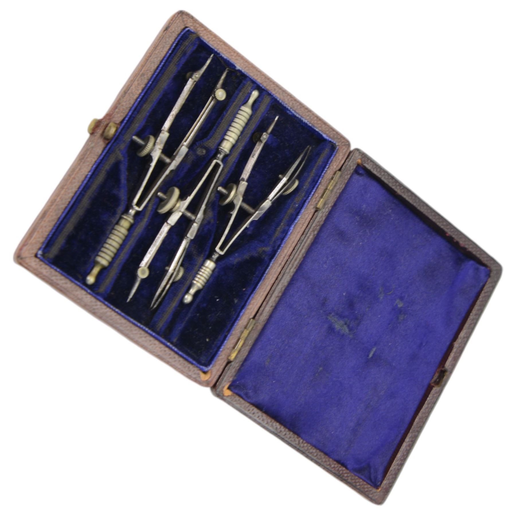 Early 20th century Austrian brass monocular microscope by C Reichert, together with a brass cased pocket barometer by Griffin & George, a WWII TG Co Ltd Mark 1 Magnetic Marching Compass and a drawing set