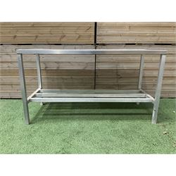 Aluminium framed kitchen preparation table with stainless top - THIS LOT IS TO BE COLLECTED BY APPOINTMENT FROM DUGGLEBY STORAGE, GREAT HILL, EASTFIELD, SCARBOROUGH, YO11 3TX
