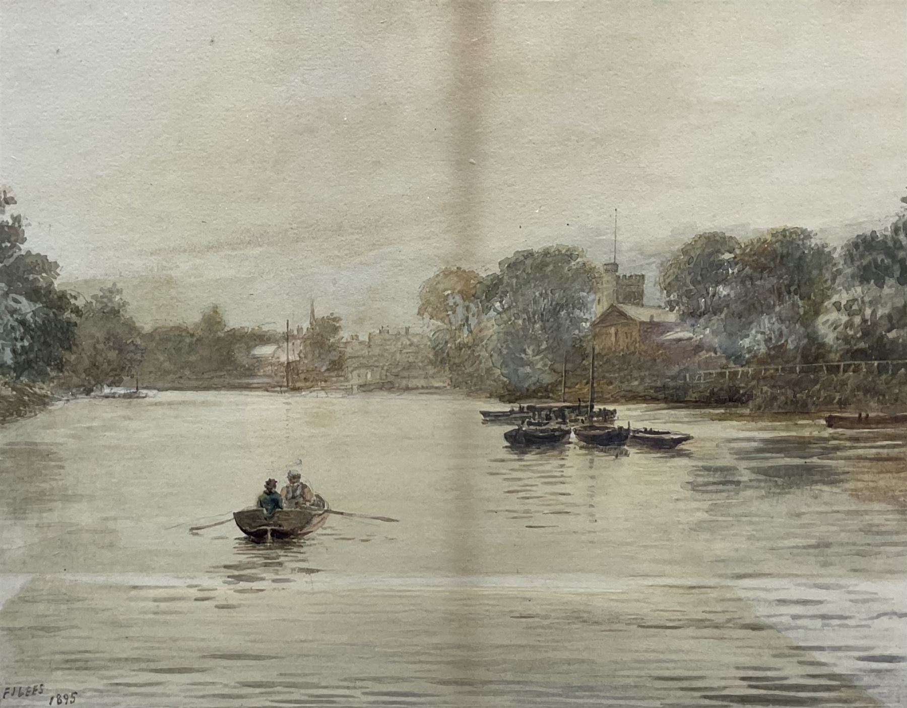 Frederick John Lees (British fl. 1870-1900): 'Cliveden on Thames' and 'Little Boveney Church near Windsor', pair watercolours signed and dated 1894 together with 'Twickenham Ferry', watercolour signed and dated 1895 by the same hand max 26cm x 36cm (3)