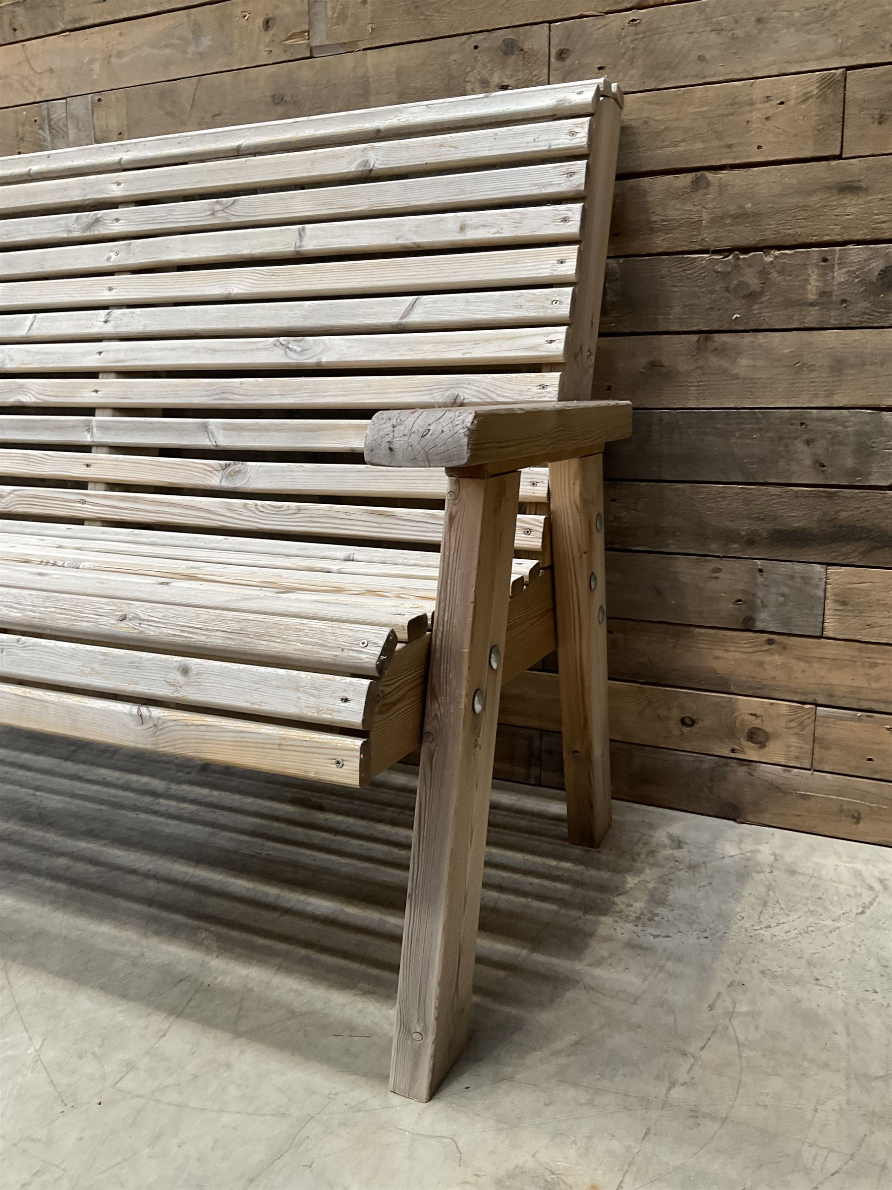 Wooden slatted garden bench