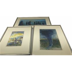 Madeleine Eyland (Belgian/British 1930-2021): Collection of abstract pastels, approx 21, max 19cm x 28cm 
Provenance: artist's studio collection. Marie-Madeleine Eyland (neé Legrain) was born in 1930 at Floriffoux, Belgium; she lived most of her life in Scarborough working as a nurse and an artist.