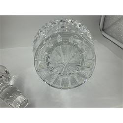 Waterford Crystal Coleen pattern cut glass decanter and Waterford cut glass octagonal pyramid shaped paperweight, decanter H30cm