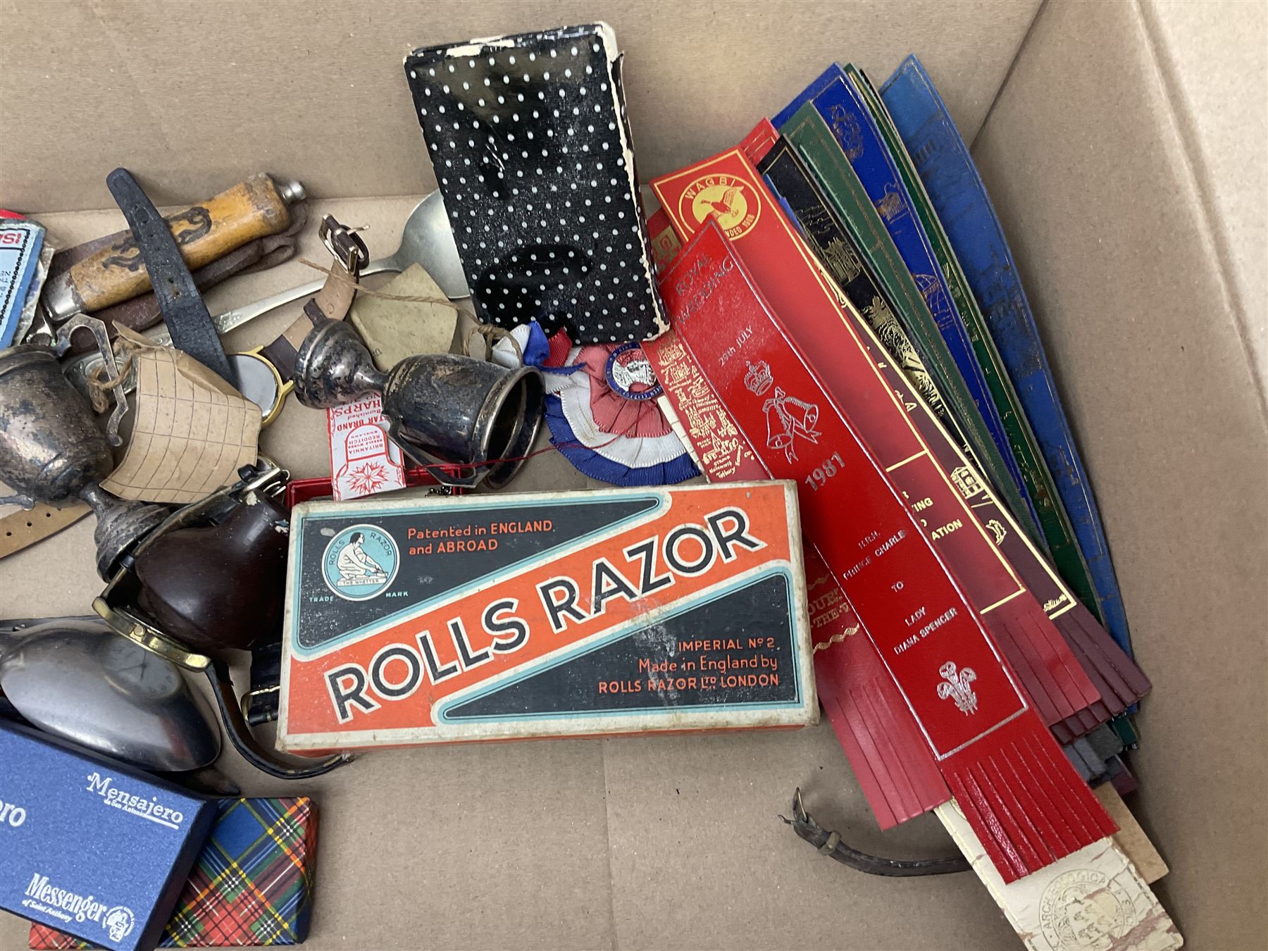 Silver Whitby jet bracelet, Parker Duofold fountain pen with 14ct gold nib, pair of chrome Art deco style candlesticks, wristwatches, costume jewellery and other collectables