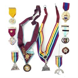  Masonic gilt medal Mark Master Mason jewel and various North and East Yorkshire enamel jewels etc