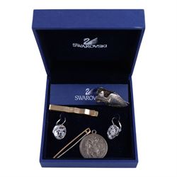 9ct gold tie clip and bar brooch, silver money clip, silver St Christopher, pair of Swarovski Crystal earrings, Rotary pocket watch and a US Polo Association wristwatch
