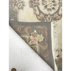 Chinese beige and blue ground washed woollen rug, 277cm x 187cm