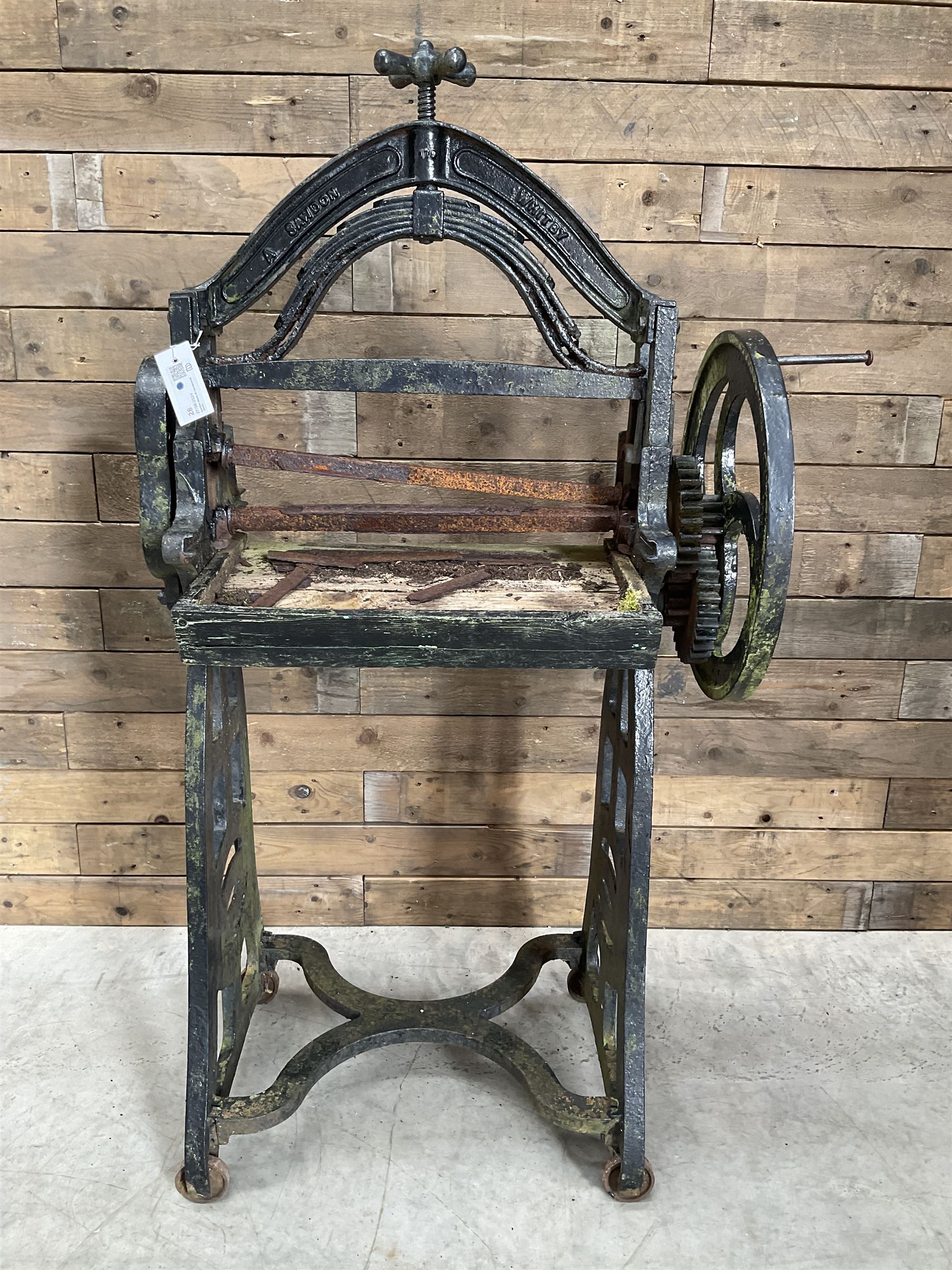Ewbank cast iron ornamental mangle retailed by A Sawdon Whitby