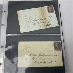 Postal history, including imperf penny reds on covers or entires, mourning cover, Cape of Good Hope overprinted postal stationary, pre-stamp items etc, housed in a ring binder folder