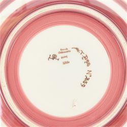 Dennis China Works charger, designed by Sally Tuffin, dated 2005, decorated with a red lustre cockerel on a white ground, D37cm  