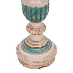 Indian Kerala carved wooden pricket candlestick, H71cm 
