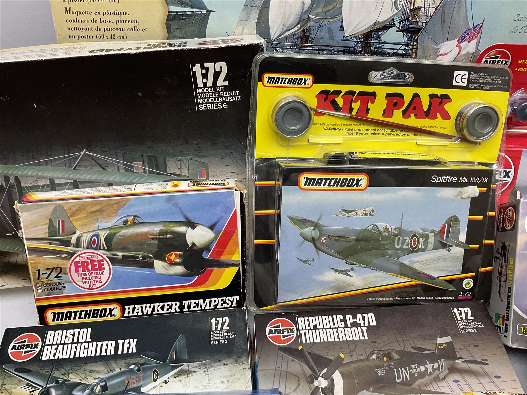 Revell 1:146 scale construction kit of HMS Victory; boxed; and ten other construction kits of aircraft by Airfix, Revell and Matchbox; all boxed (11)