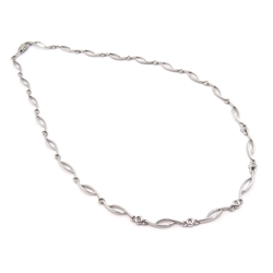  9ct white gold diamond set chain necklace, hallmarked  