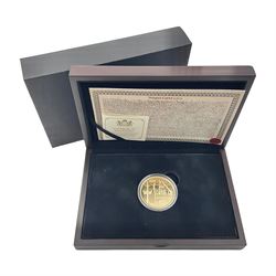 Queen Elizabeth II Bailiwick of Guernsey 2015 'The 800th Anniversary of the Magna Carta' gold proof five pound coin, cased with certificate
