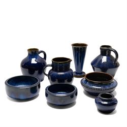 Denby Danesby ware in Electric Blue, including cylindrical vase of tapering form, Chevin j...