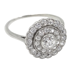  Art Deco 18ct white gold diamond target ring c.1920's, central diamond approx 0.30 carat  