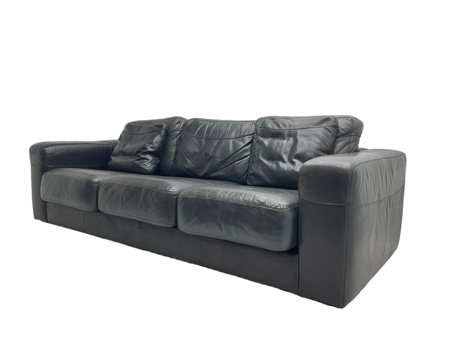 David Paine - 'Tennyson' three seat sofa, upholstered in soft black leather