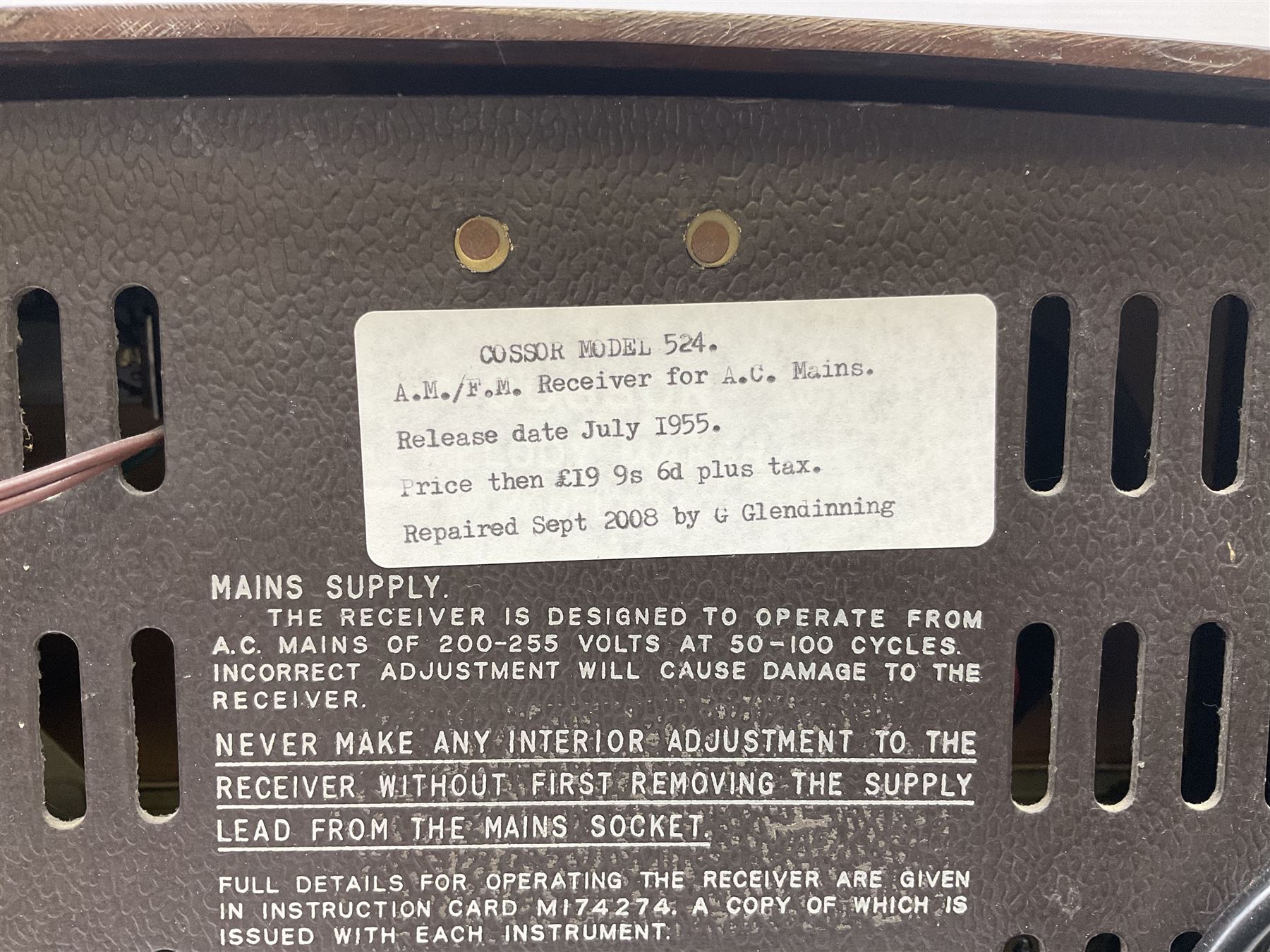 1950s Philips valve radio model B3G63A in brown Bakelite case, W42cm D21cm H30cm, together with 1950s Cossor Melody Maker model 524 radio and 1950s Grundig model 2041, tallest H35.5cm