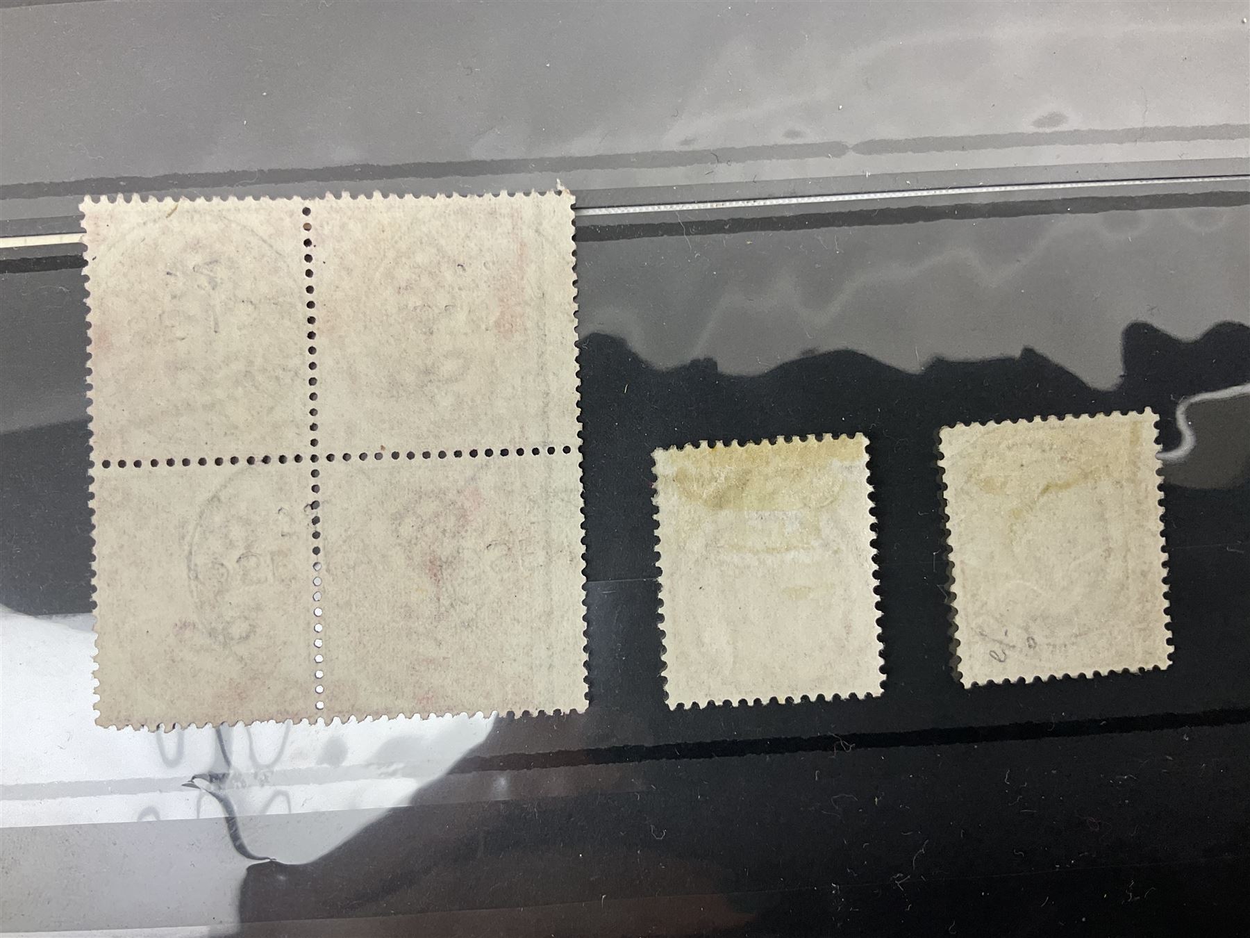 Queen Victoria and later Great British stamps, including five shillings, three pence block of four, block of twenty King George VI used ten shillings dark blue etc