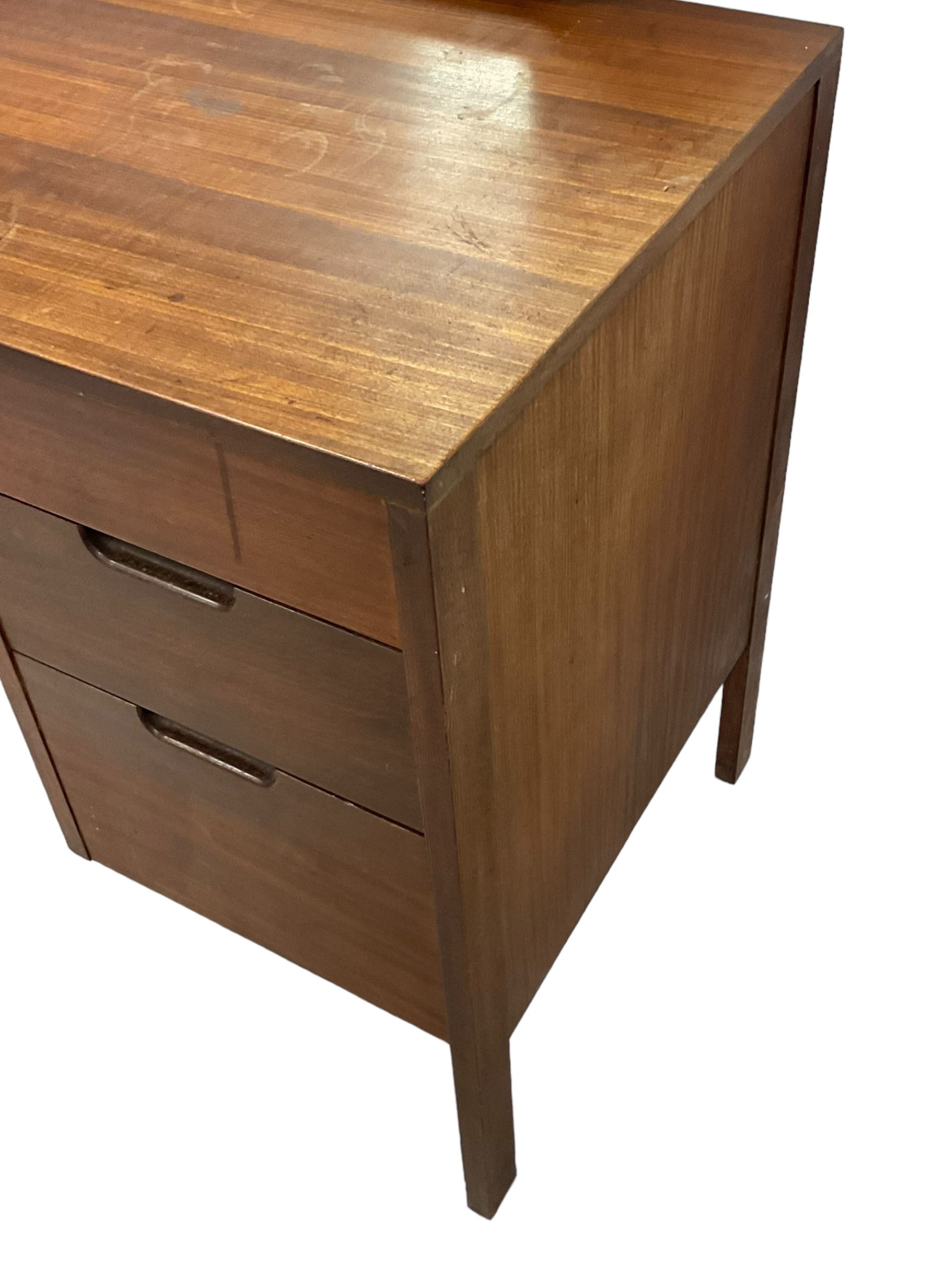 Vanson - mid-20th century teak dressing table, raised rectangular swing mirror, fitted with four drawers 