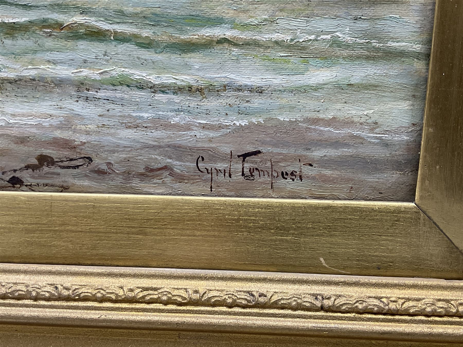 Cyril Tempest (Yorkshire late 19th century): Mast from Shipwreck and Beached Sailing Vessels, pair oils on canvas signed 40cm x 60cm (2)