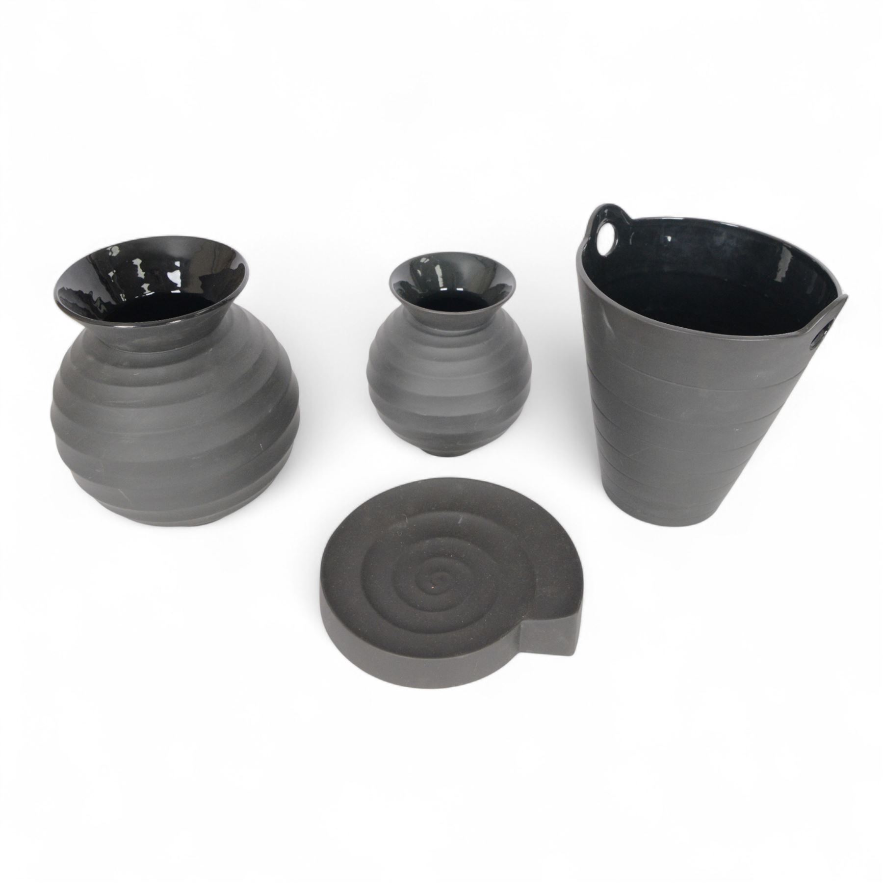 Wedgwood black basalt vases and similar, designed by Nick Munro