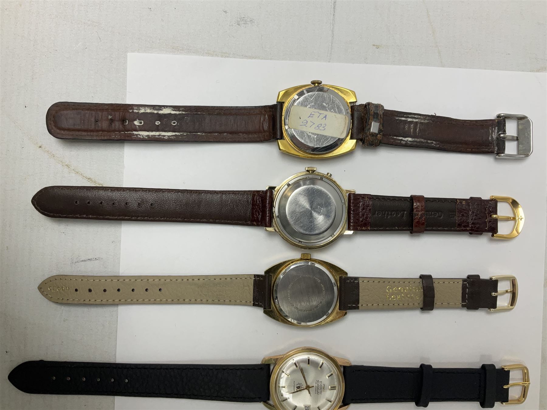 Five automatic wristwatches including Technos Everite Goldshield, Sekonda, Royle and Swiss Emperor and three manual wind wristwatches including Rotary, Avia and Excalibur (8)