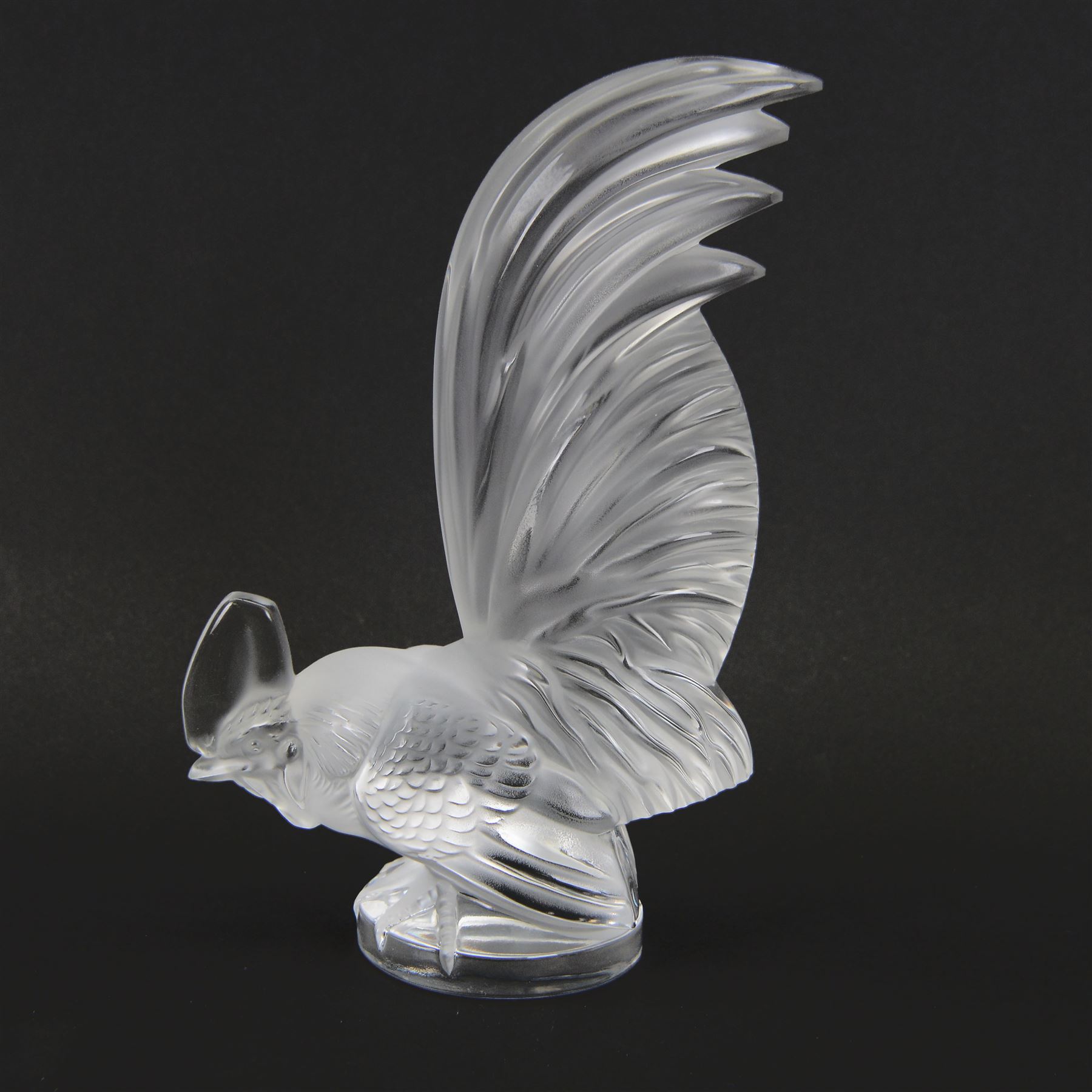 Lalique, Coq Nain Glass Car Mascot in the form of a cockerel, signed Lalique France to base 