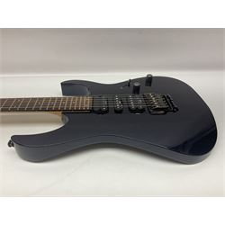 Ibanez Prestige RG1570 Mirage Blue electric guitar in black with tremolo arm, serial no.FO812696, L98.5cm; in original Ibanez fitted hard case marked Team J Craft