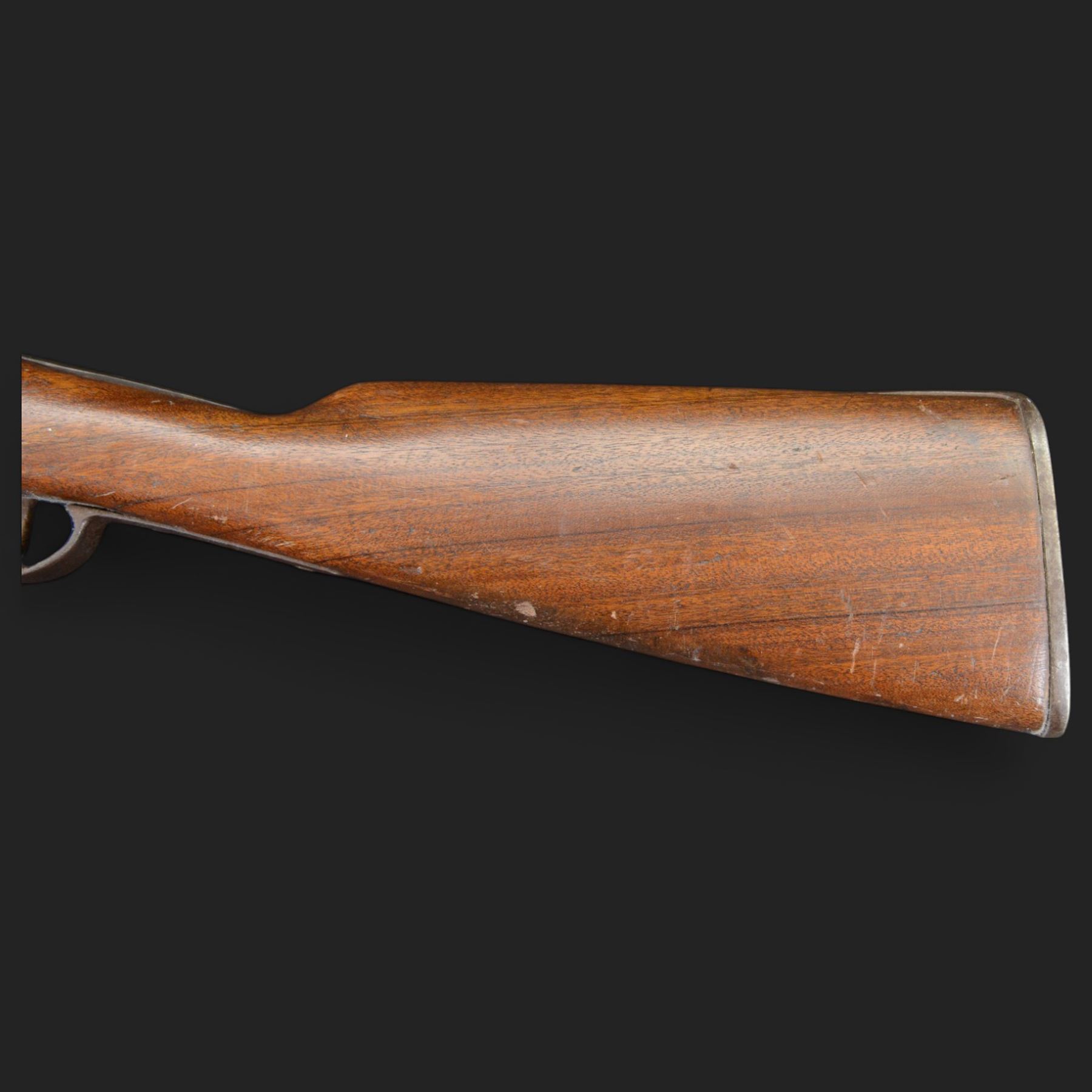 Blunderbuss flintlock long pistol, with 42.5cm flared steel barrel, with later ram rod beneath barrel, overall L83cm