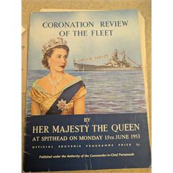 Collection of mostly Royal ephemera and commemorative memorabilia, including souvenir programmes, Royal Pedigrees, postcards, and newspaper reprints, etc, contained within a folder