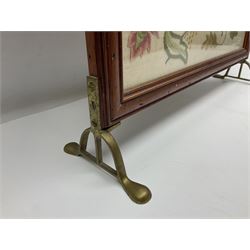 Two 1950s tapestries, the framed example celebrating the 1953 coronation, the second converted into a fire screen depicting a floral display, firescreen H70cm (2)