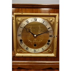  20th century mahogany cased 'Elliot' mantel clock, eight day triple train Westminster chiming movement, H24cm  