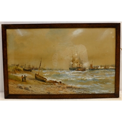  'Coming into Portsmouth Harbour, watercolour signed by Robert Thornton Wilding (British fl.1910-1921), titled and dated '97, 30cm x 49cm  
