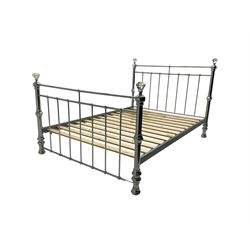 Victorian design silver finish 4’ 6” double bedstead