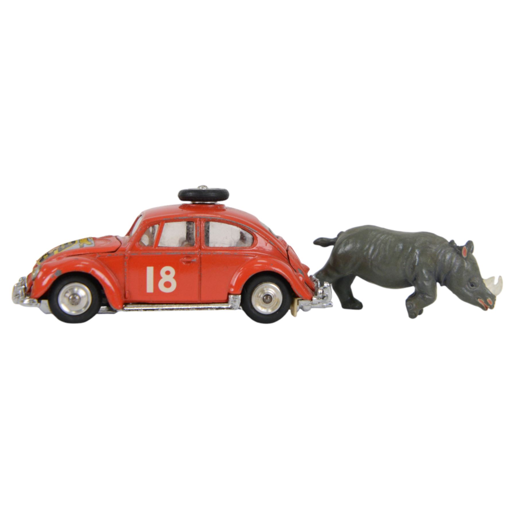Corgi no. 256 Volkswagen 1200 in East African Safari Trim, boxed with rhinoceros figure and inner display