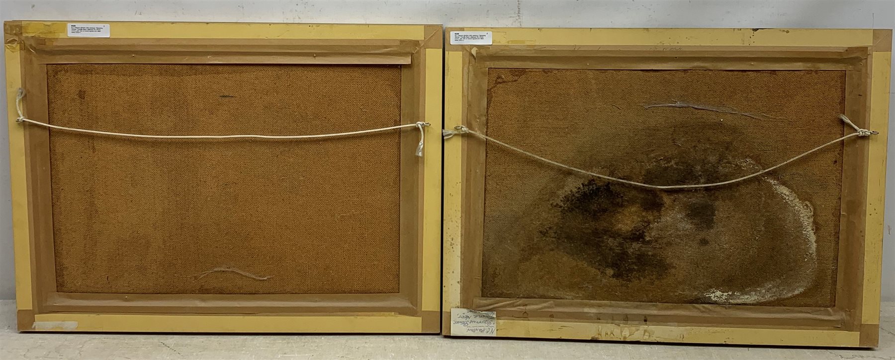 N C Hanson (British 20th century): 'Stepping Stones Throstle Nest Littlebeck' & a River scene, pair oils on board signed one titled verso 32cm x 47cm (2)