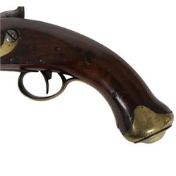 19th century Tower percussion pistol, with lock stamped 'Tower' and with crown over 'GR' cypher, with steel ram rod, walnut with brass butt plate, overall L38cm
