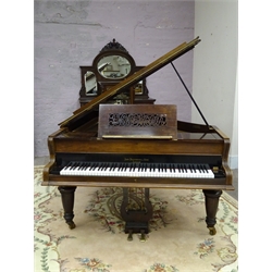  Victorian mahogany cased grand piano, cast iron overstrung, turned supports on castors, 'John Broadwood & Sons, London', W156cm, H105cm, L192cm  