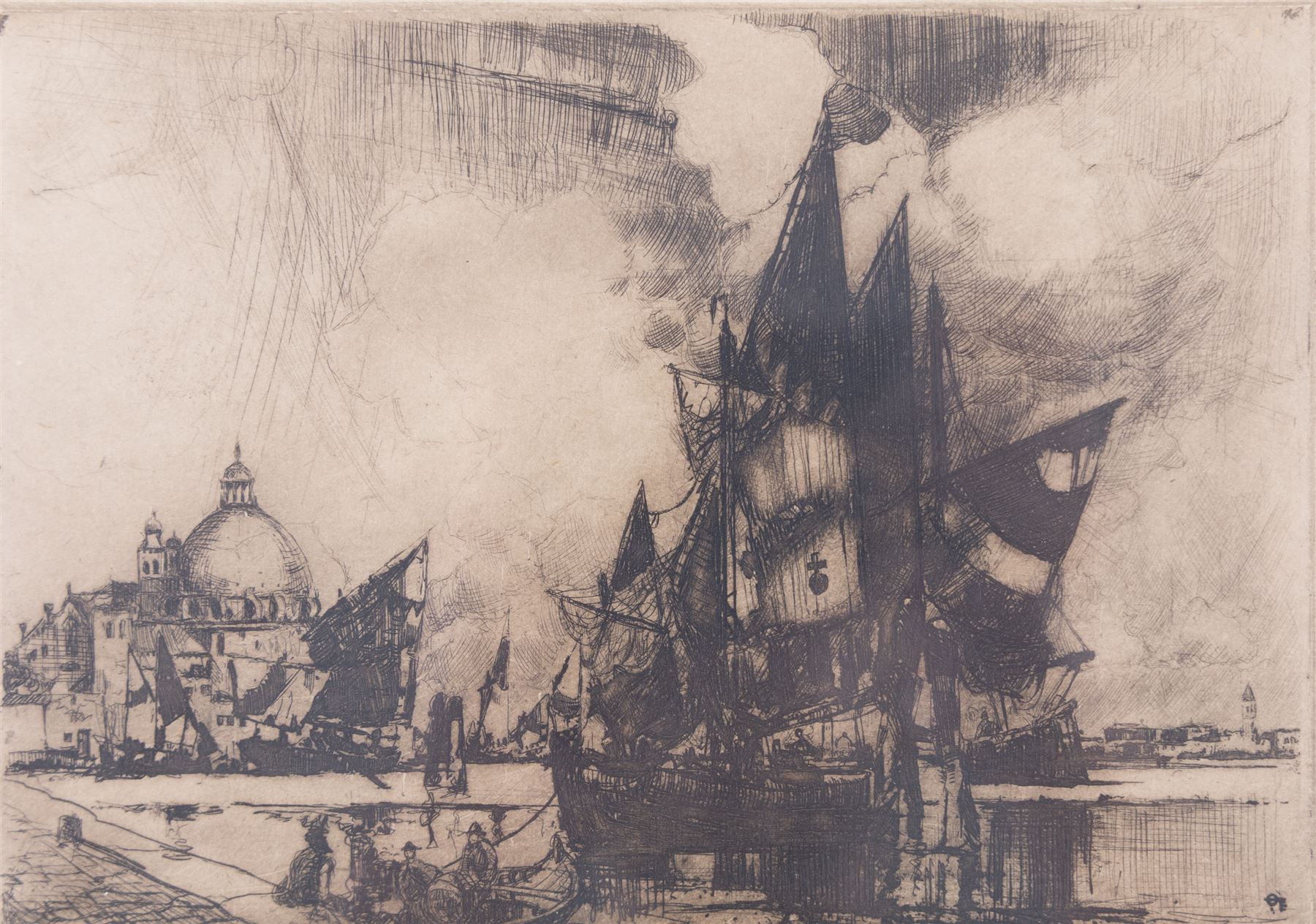 Frank Henry Mason (Staithes Group 1875-1965): 'Venice', proof etching signed in pencil, titled on Henry Whitley label verso 12.5cm x 18cm 