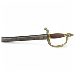African Sudanese side-arm dagger with brass handle with cross detail, in leather scabbard, together with a collection of swords 