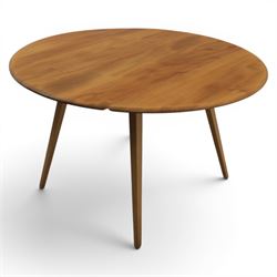 Ercol - model '384' light elm drop leaf table, on tapering legs